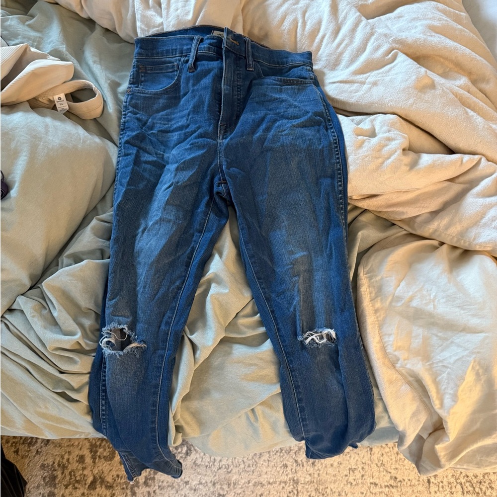 Madewell Blue Skinny Distressed Jeans